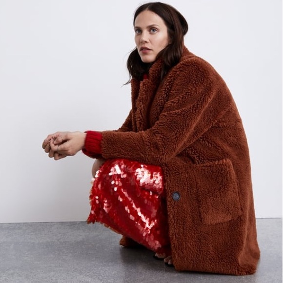 zara faux fur double faced jacket